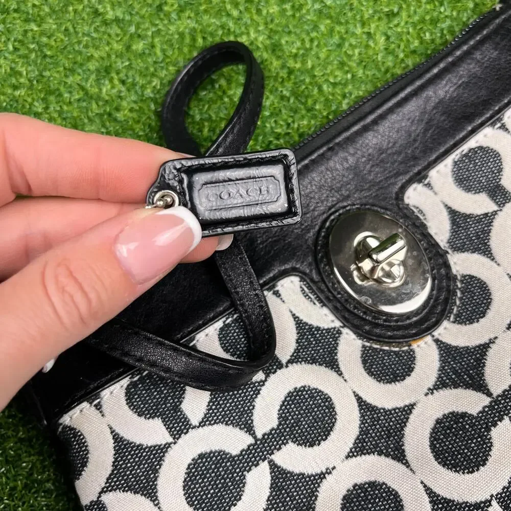 Coach Black White Monogram Mini Handbag